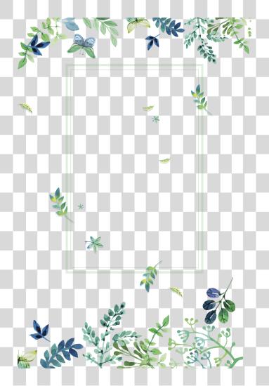 Download Texture Green Small Fresh Flowers Border Watercolor Green Flowers PNG file