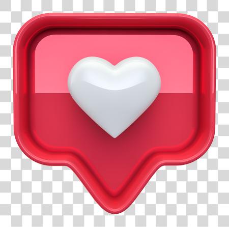 Download 3D heart shape positioned within a red speech bubble in front PNG file