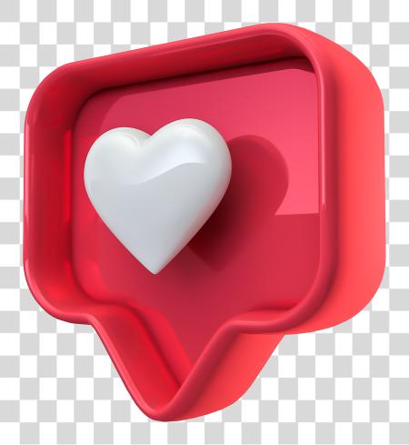 Download 3D heart shape positioned within a red speech bubble PNG file