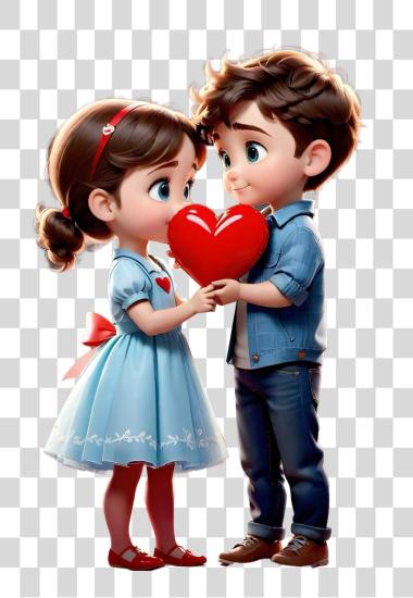 Download 3d rendering in valentines day animation characters  PNG file