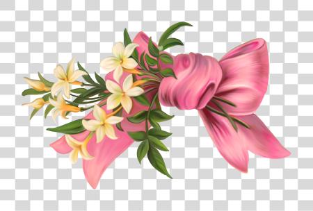 Download Pink Ribbon Floral Arrangement with Bow PNG file