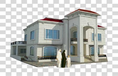 Download Large Modern Villa with a Red Roof PNG file