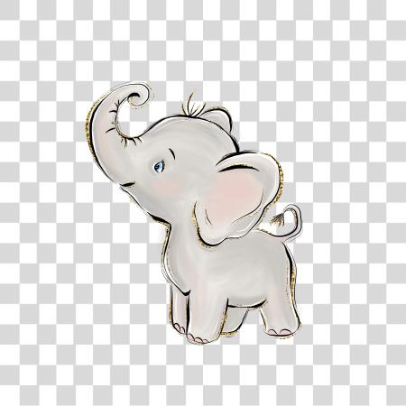 Download Cute Baby Elephant with Big Ears PNG file