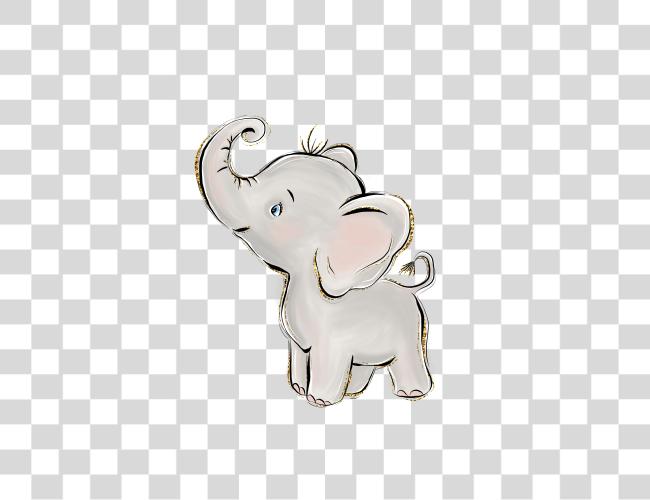 Download Cute Baby Elephant with Big Ears Clip Art