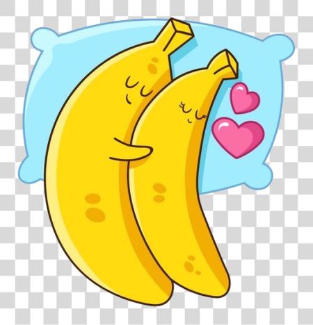 Download two cartoon bananas cuddling in bed PNG file