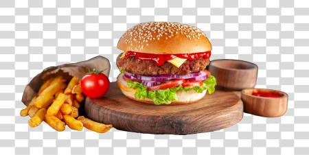 Download Burger Meal con frito Potatoes perfecto combo para comida amantes PNG file