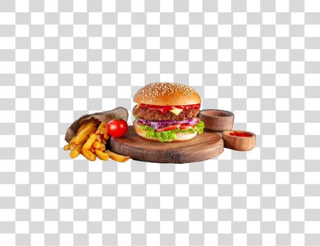 Download hamburguesa comida con frito patatas perfecto combo para comida amantes Clip arte