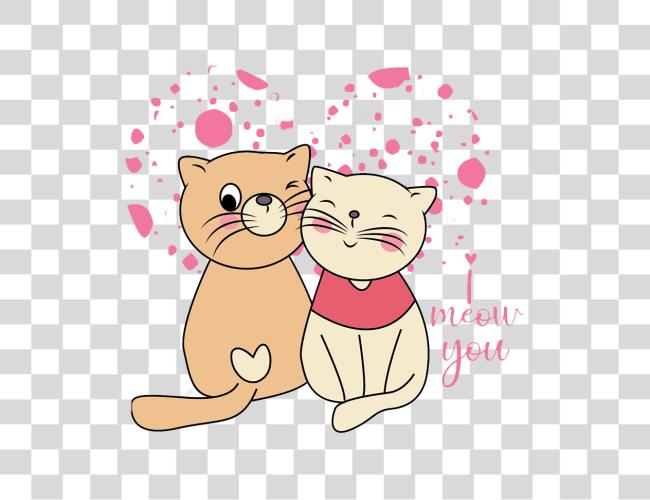 Download two cute cartoon cats snuggled together Clip Art