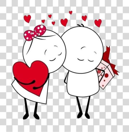 Download cute cartoon couple in love PNG file