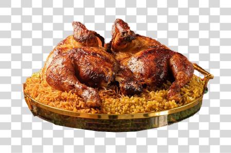 Download Middle Eastern Kabsa Dish of Chicken Grilled On Rice PNG file