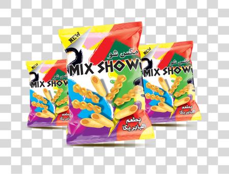 Download three bags of a snack chips mix show brand PNG file