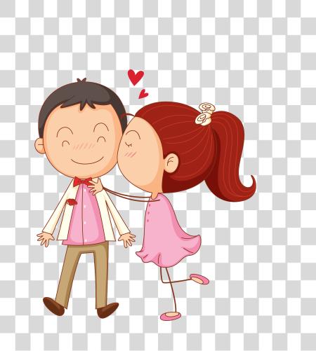 Download couple characters kissing in pink dress PNG file