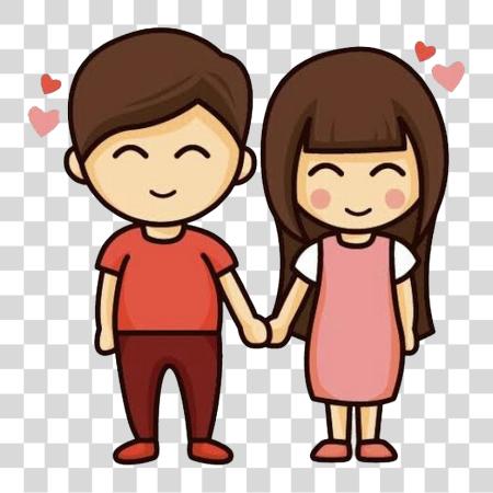 Download Couple Holding Hands of Each Other Lovely with Small Hearts PNG file