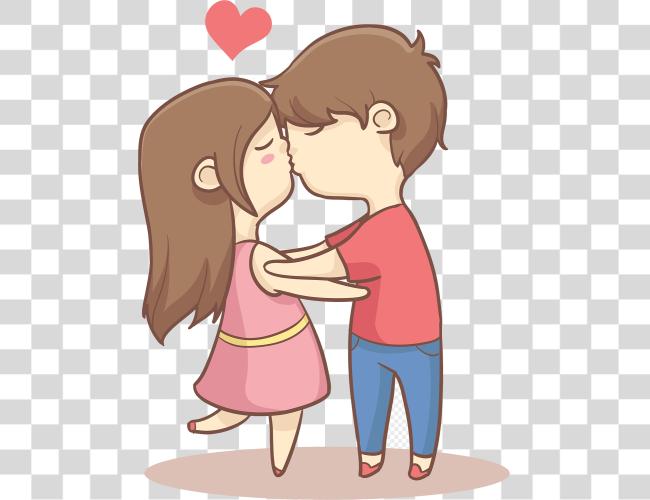 Download cartoon drawing of couple kissing with heart Clip Art