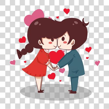 Download lindo pareja amor sosteniendo manos con corazones disperso PNG file