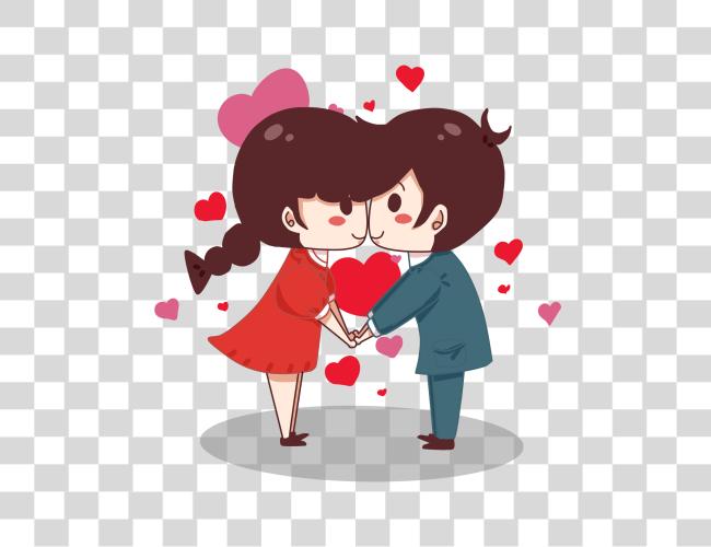 Download cute couple love holding hands with hearts scattered Clip Art