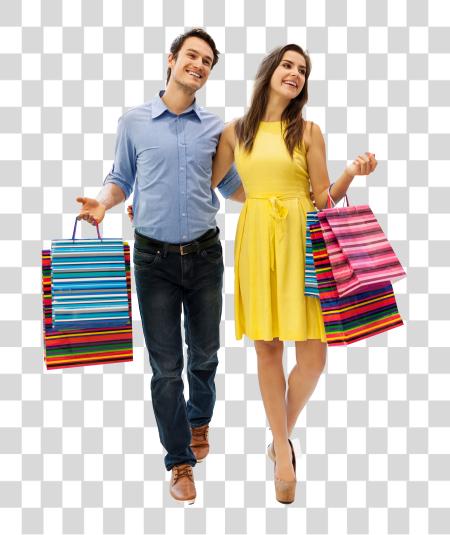 Download Couple Enjoying a Shopping Excursion PNG file