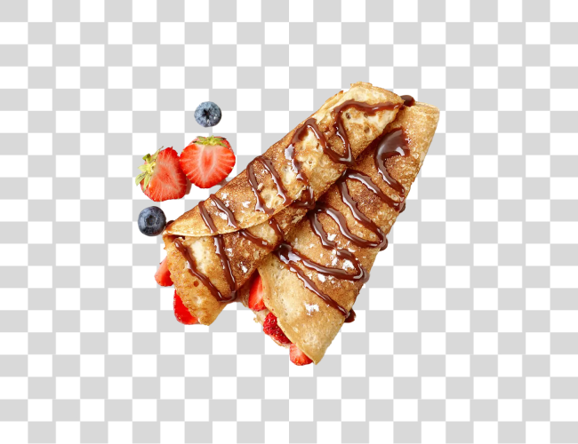 Download two delicious looking crepes with strawberry Clip Art