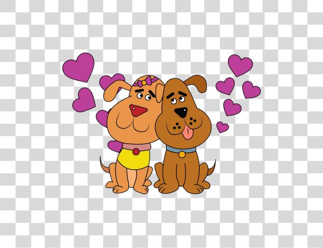 Download two cartoon dogs snuggled together with hearts floating around them Clip Art