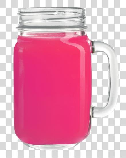 Download glass mason jar filled with a bright pink juice PNG file