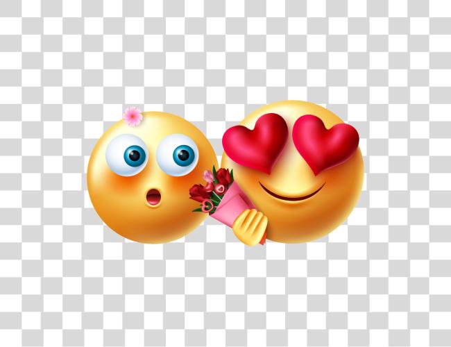 Download emojis expresando amor y sosteniendo un ramo de flores Clip arte