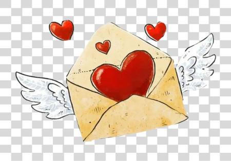 Download whimsical cartoon style envelope with wings flying through the air PNG file