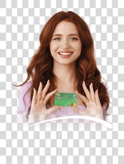 Download pretty girl holding a mastercard PNG file