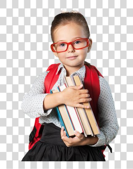 Download Kid niña estudiante llevando libros PNG file