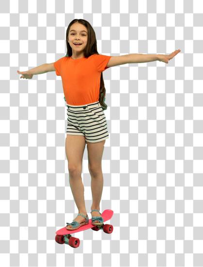 Download A Young Girl Enjoying With Skate PNG file