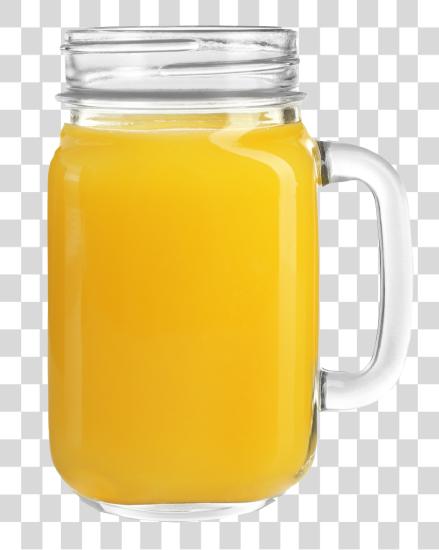 Download glass mason jar filled with a bright yellow juice PNG file