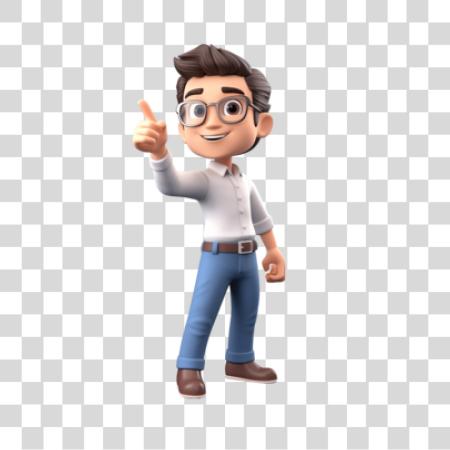 Download un animación personaje de un joven hombre pointing en something PNG file