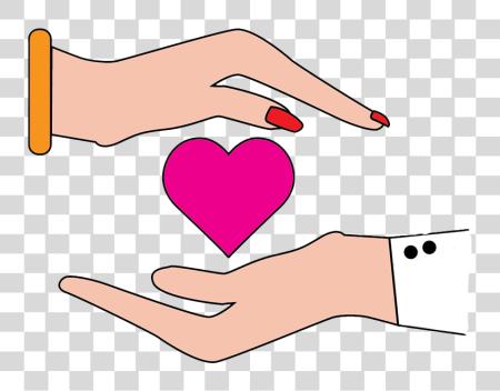 Download illustration of two hands gently cradling a pink heart in the center PNG file