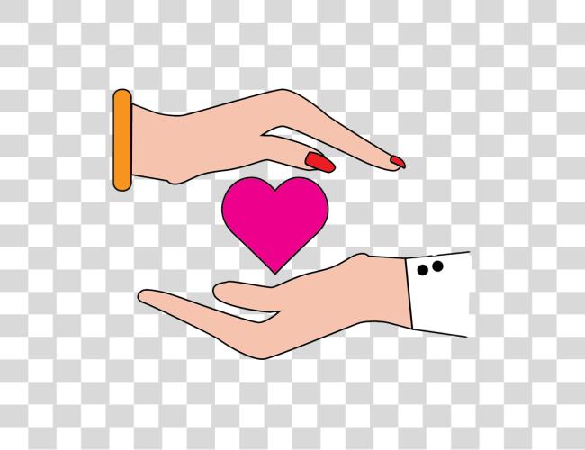 Download illustration of two hands gently cradling a pink heart in the center Clip Art