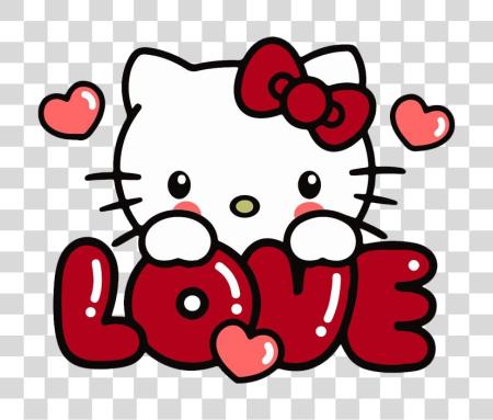 Download cute hello kitty with love word PNG file