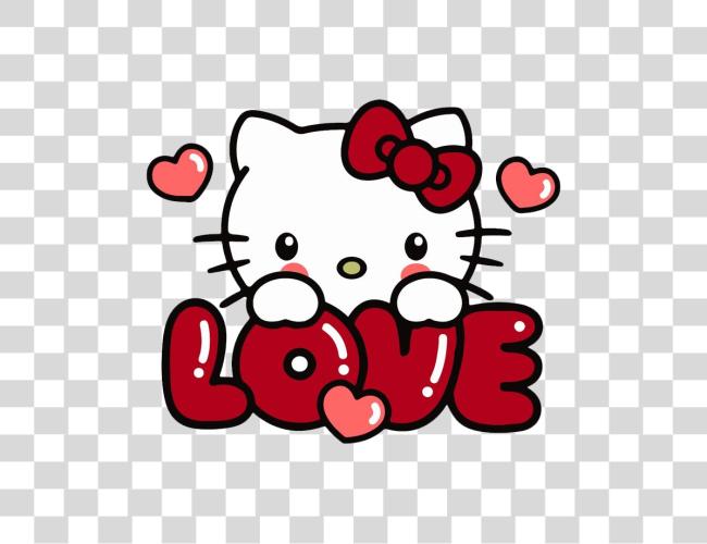 Download cute hello kitty with love word Clip Art