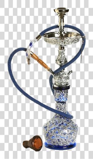 Download Ornate Blue and Silver Hookah PNG file