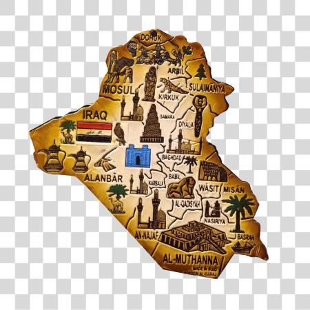 Download Iraq Map With Historical Landmarks and Cultural Richness Places  PNG file