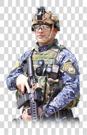 Download police man in iraqi police itihadiah holding a gun PNG file