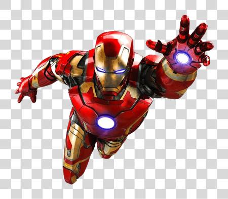 Download Iron Man with red and gold armor flying forward PNG file