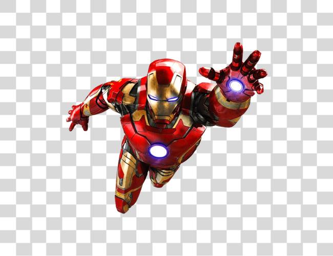 Download Iron Man with red and gold armor flying forward Clip Art