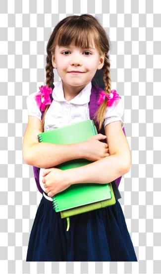 Download kindergarten girl student carrying books PNG file