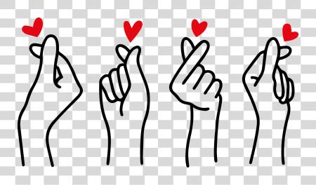 Download four hands making the Korean heart sign PNG file