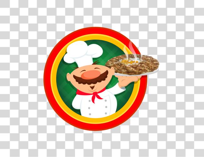 Download Appealing Chef Logo Carrying Lahmacun  Clip Art