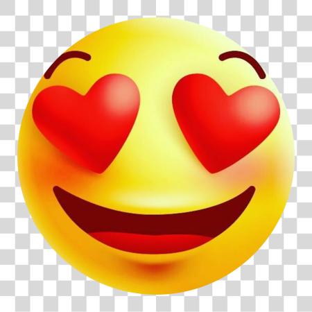 Download sonriente cara emoji con a big rojo corazones PNG file