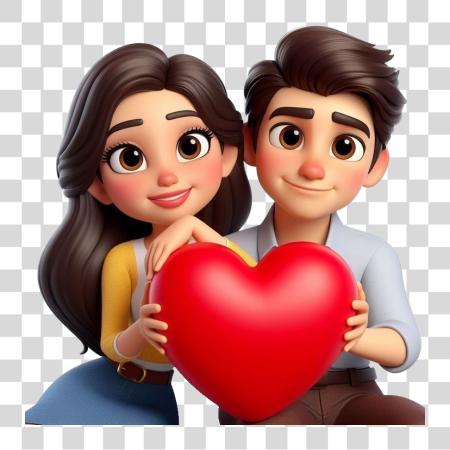 Download 3d rendering in valentines day characters PNG file