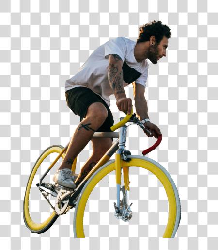 Download man riding on fixed bike PNG file