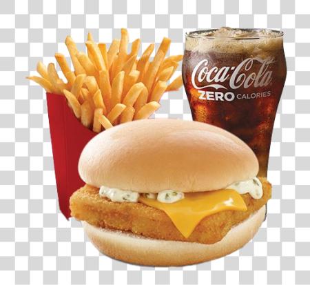 Download McDonalds Filet O Fish meal burger and pepsi glass and fried potatoes PNG file