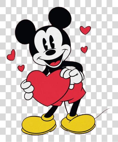 Download Mickey Mouse holding a large red heart PNG file