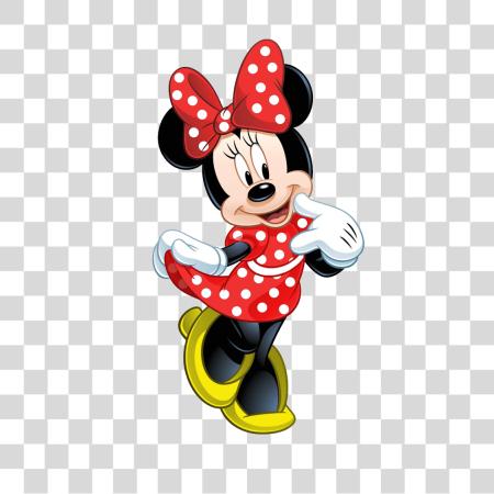 Download Minnie Mouse Cartoon Character in a Red Polka Dot Dress PNG file