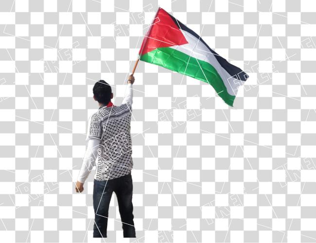 Download the flag of Palestine raised by a man Clip Art